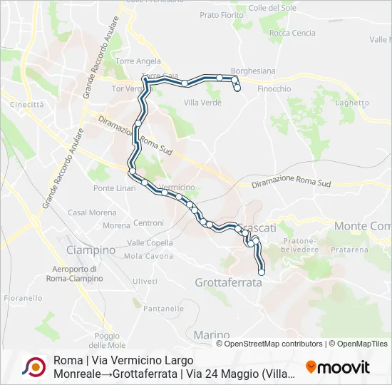 Percorso linea bus COTRAL