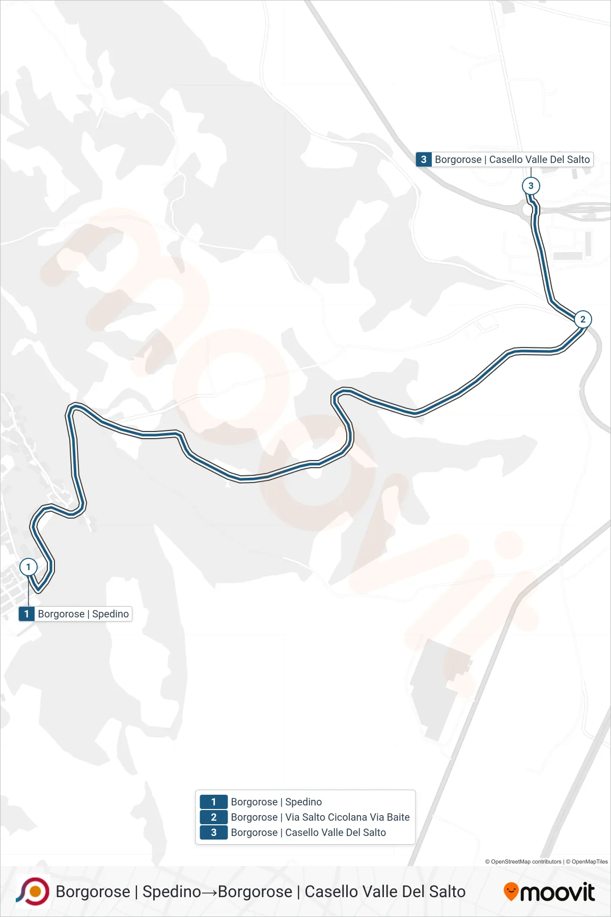 Linea COTRAL  bus (Borgorose | Spedino‎→Borgorose | Casello Valle Del Salto) - Percorsi e fermate sulla mappa