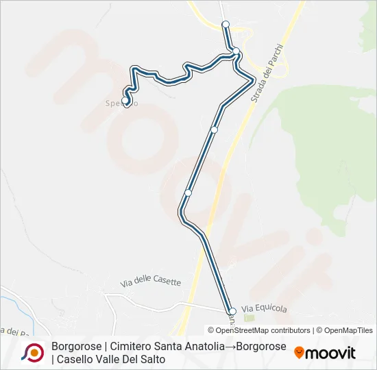 Percorso linea bus COTRAL