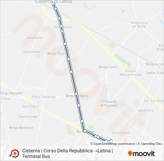 Percorso linea bus COTRAL