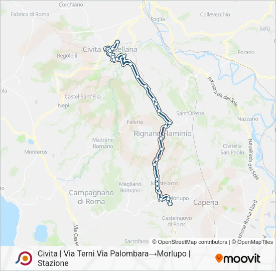 Percorso linea bus COTRAL