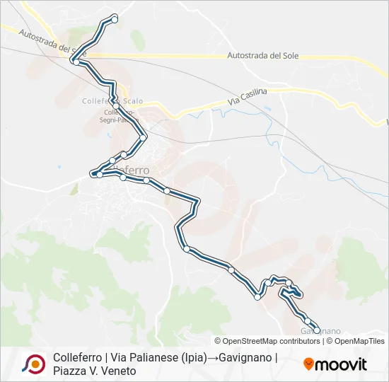 Percorso linea bus COTRAL