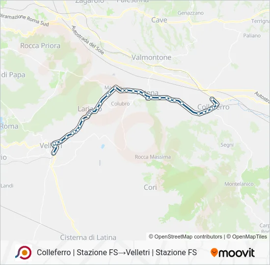 Percorso linea bus COTRAL
