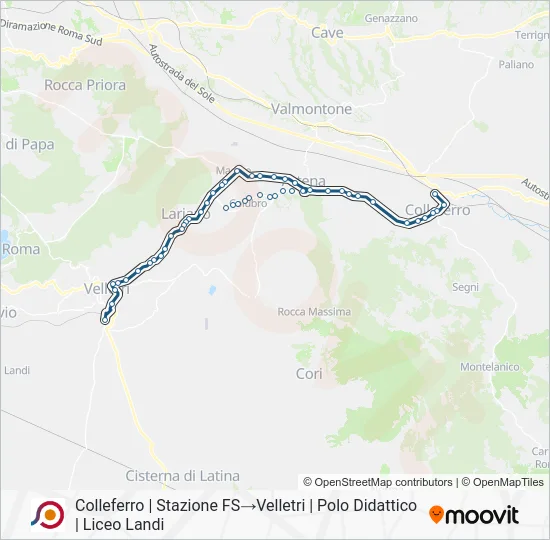 Percorso linea bus COTRAL