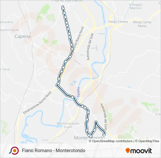 Percorso linea bus COTRAL