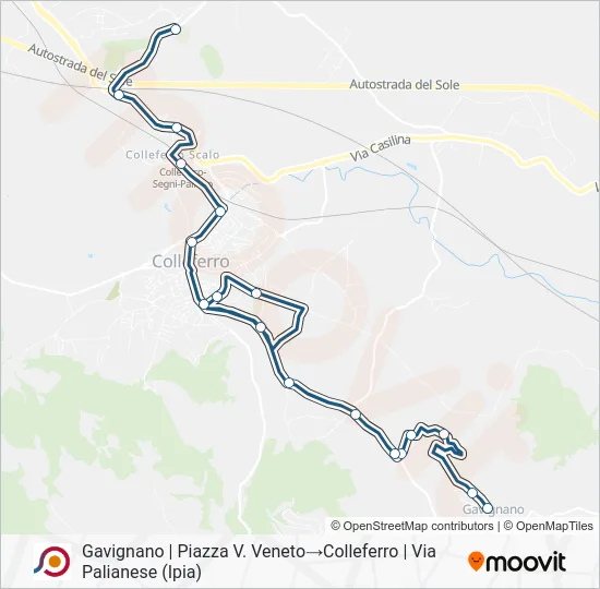 Percorso linea bus COTRAL