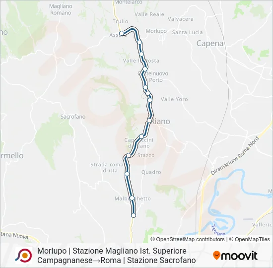Percorso linea bus COTRAL