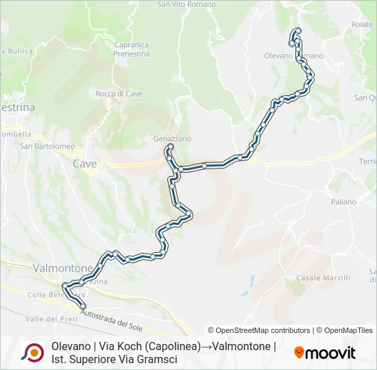 Percorso linea bus COTRAL
