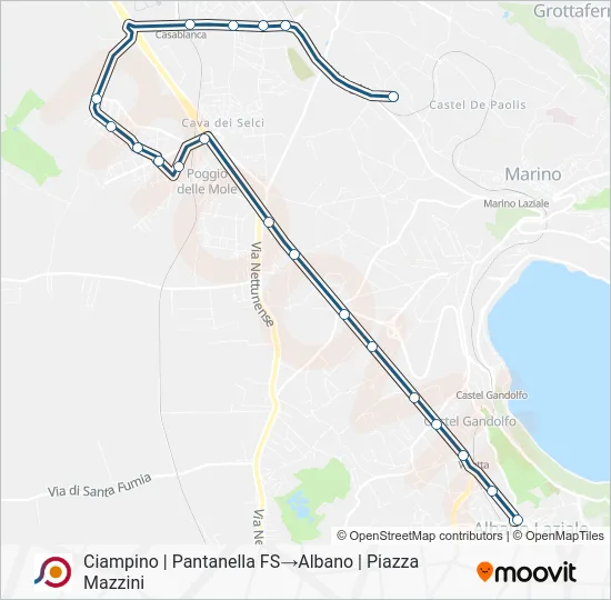 Percorso linea bus COTRAL
