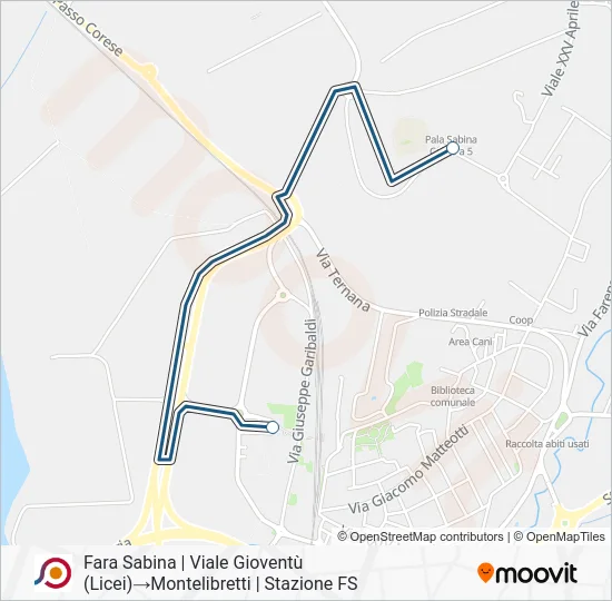 Percorso linea bus COTRAL