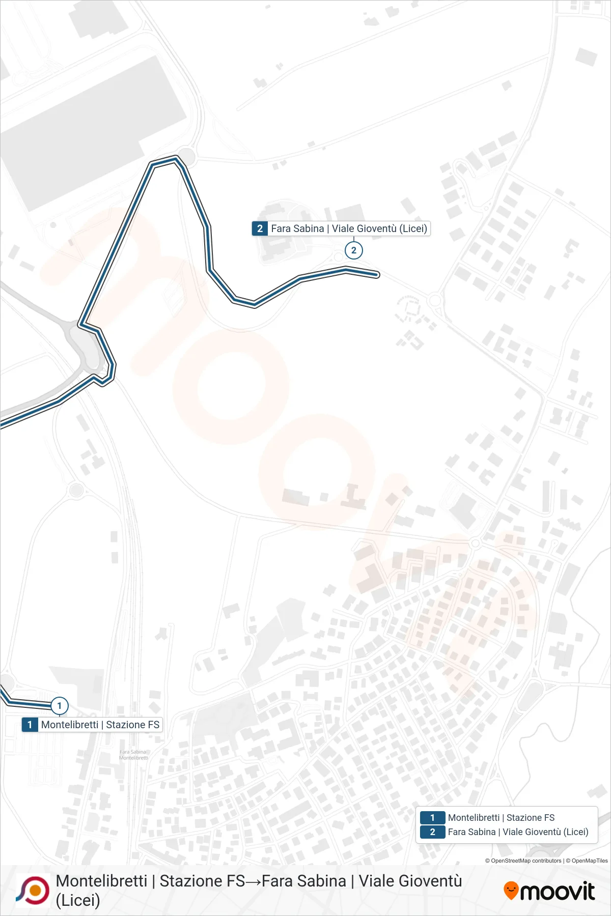 COTRAL bus Line (Montelibretti Station‎→Fara Sabina | Youth Avenue (High Schools)) route and stops on a map