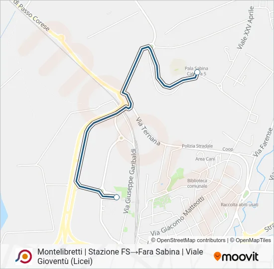Percorso linea bus COTRAL