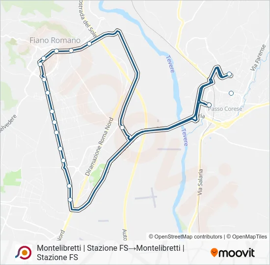 Percorso linea bus COTRAL