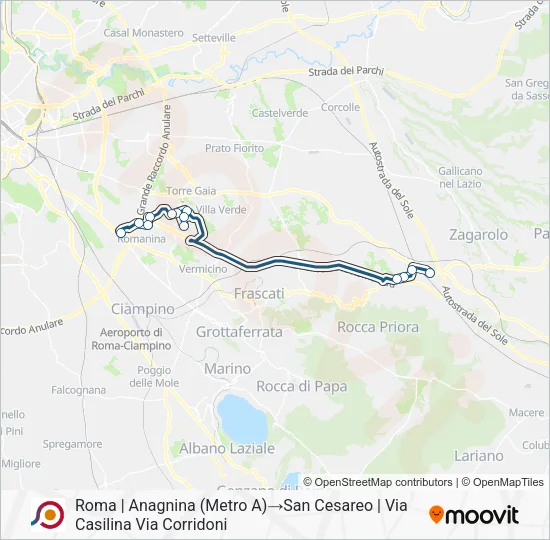 Percorso linea bus COTRAL