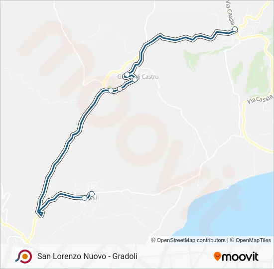 Percorso linea bus COTRAL