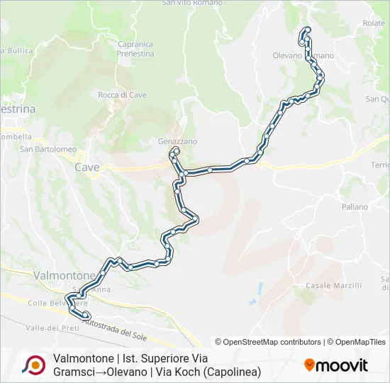Percorso linea bus COTRAL