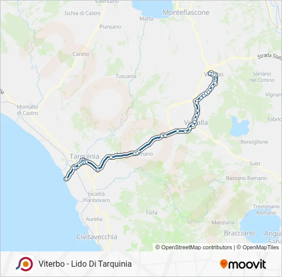 Percorso linea bus COTRAL