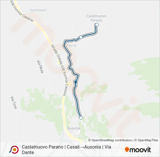 Percorso linea bus COTRAL