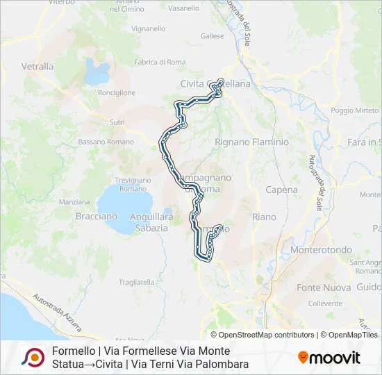 Percorso linea bus COTRAL