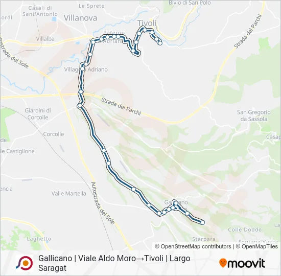 Percorso linea bus COTRAL