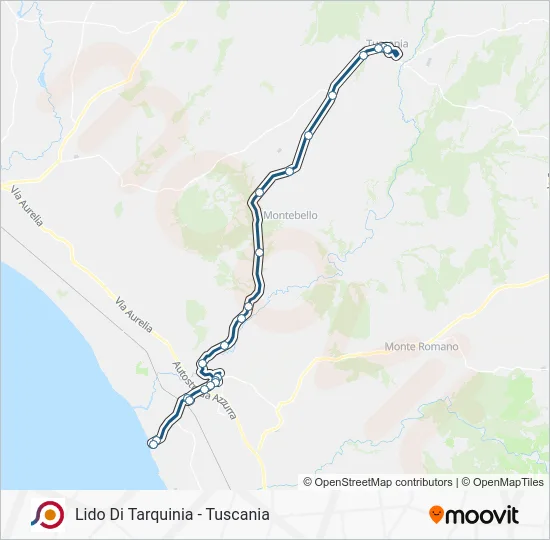 Percorso linea bus COTRAL