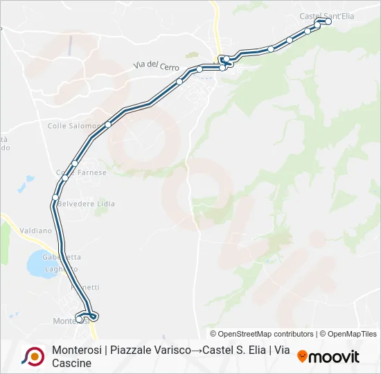 Percorso linea bus COTRAL