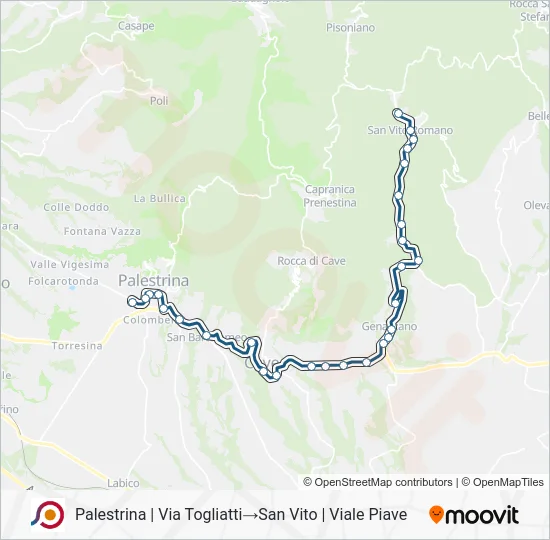 Percorso linea bus COTRAL