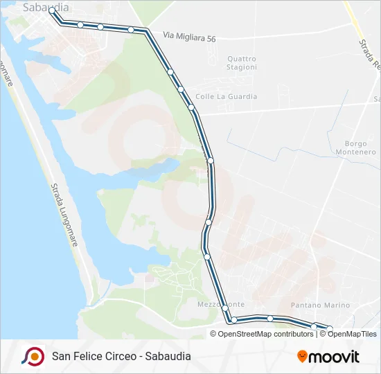 Percorso linea bus COTRAL