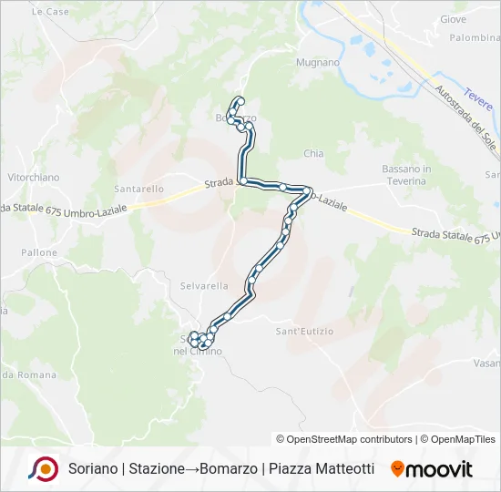 Percorso linea bus COTRAL