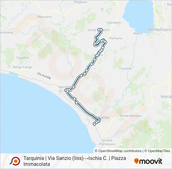 Percorso linea bus COTRAL