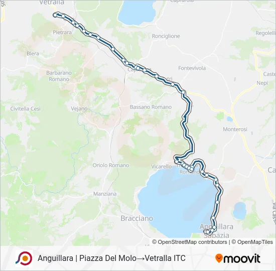 Percorso linea bus COTRAL