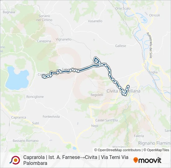 Percorso linea bus COTRAL