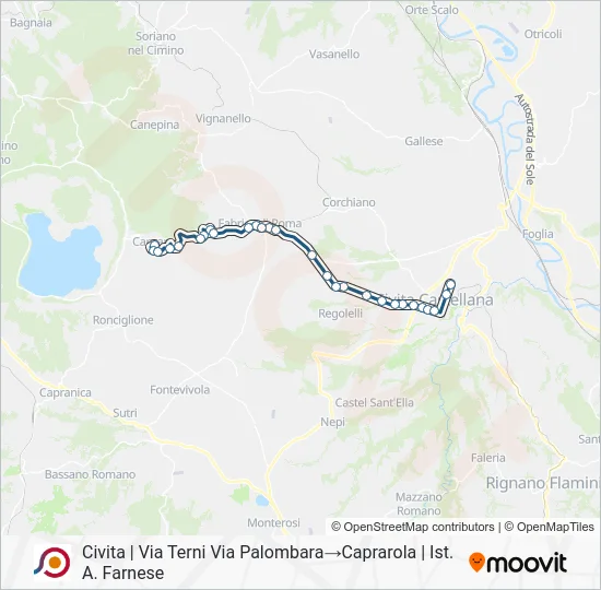 Percorso linea bus COTRAL