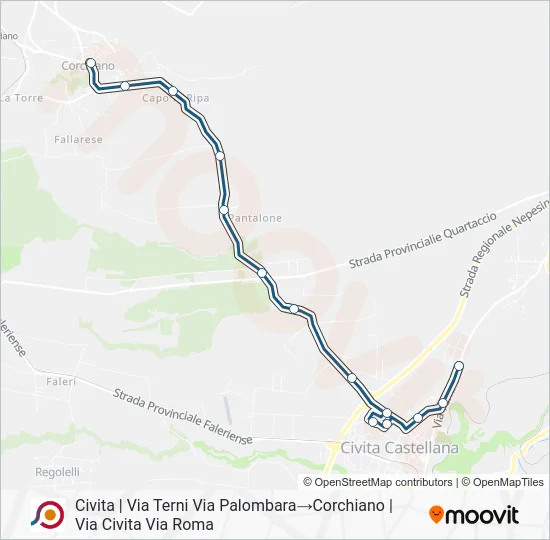 Percorso linea bus COTRAL
