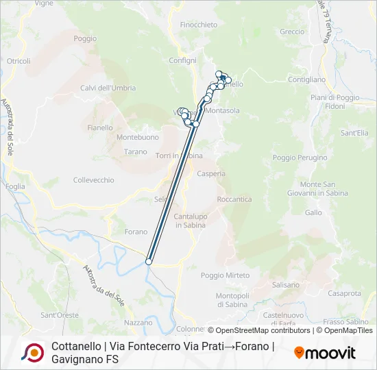 Percorso linea bus COTRAL