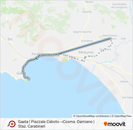 Percorso linea bus COTRAL
