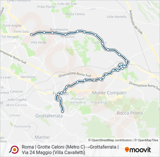 Percorso linea bus COTRAL