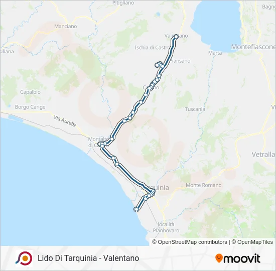Percorso linea bus COTRAL