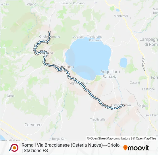 Percorso linea bus COTRAL