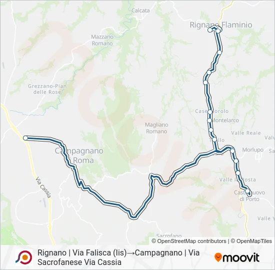 Percorso linea bus COTRAL