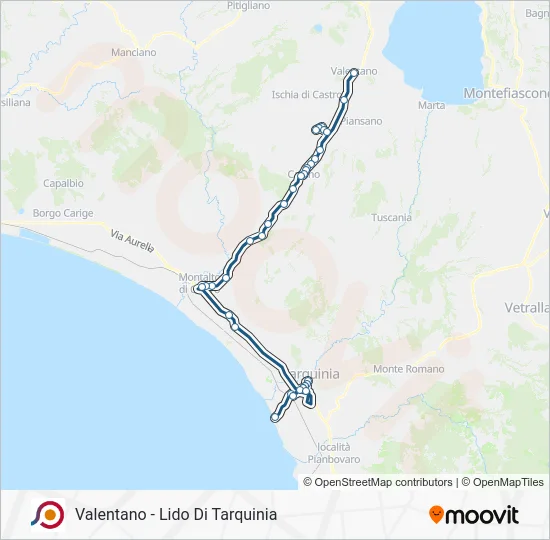 Percorso linea bus COTRAL