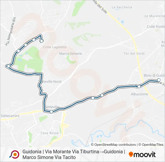 Percorso linea bus COTRAL