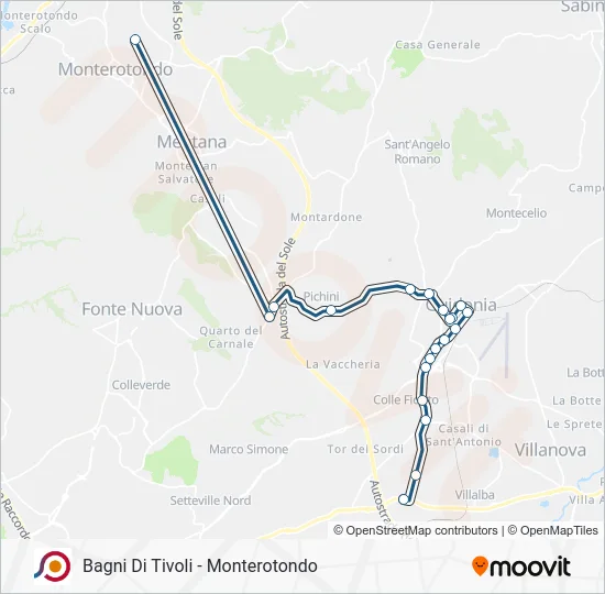 Percorso linea bus COTRAL