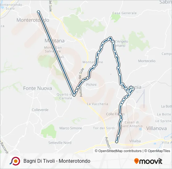 Percorso linea bus COTRAL