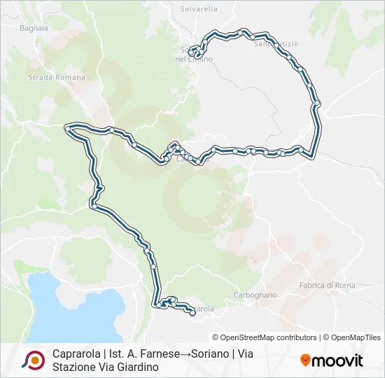 Percorso linea bus COTRAL