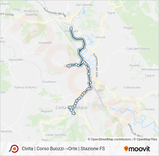 Percorso linea bus COTRAL