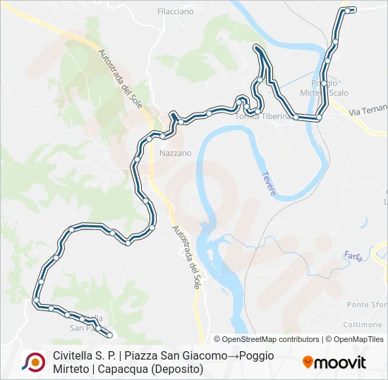 Percorso linea bus COTRAL