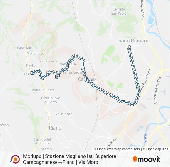 Percorso linea bus COTRAL