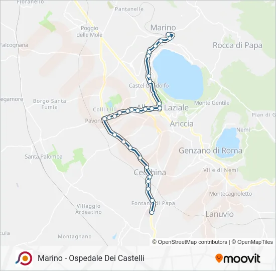 Percorso linea bus COTRAL