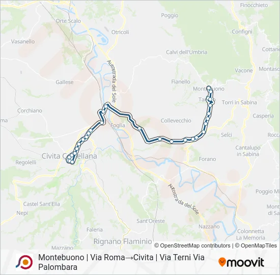 Percorso linea bus COTRAL